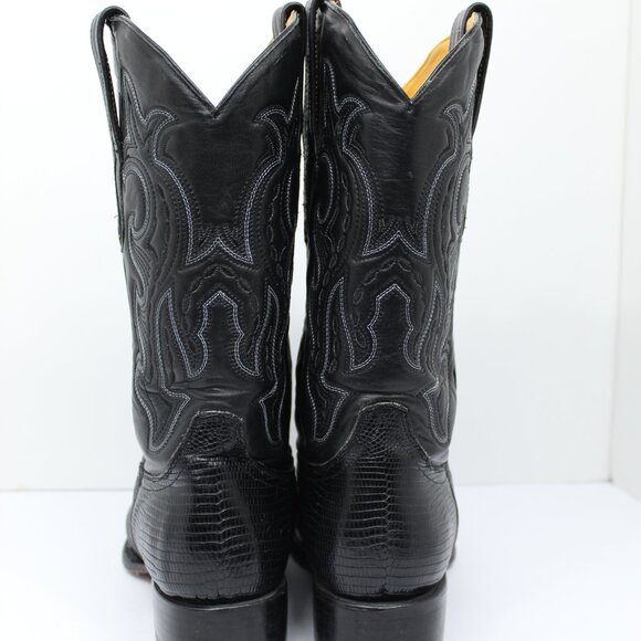 African Boots Co Only Leather Black Lizard Cowboy Western Boots Size 9 USA - Picture 4 of 8